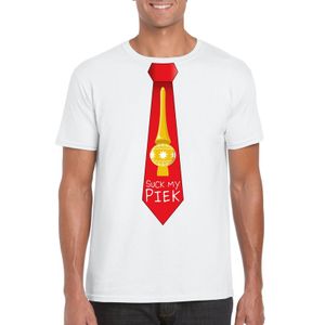 Fout kerst t-shirt wit Suck my Piek rode stropdas voor heren