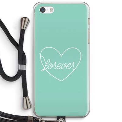 Forever heart pastel: iPhone 5 / 5S / SE Transparant Hoesje met koord