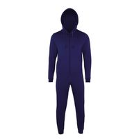 Warme onesie/jumpsuit donkerblauw voor heren