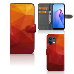 Book Case voor OPPO Reno8 Polygon Red