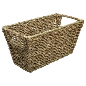 5Five Rieten opbergmand - gevlochten rechthoek - beige/zwart - 31 x 15 x 15 cm