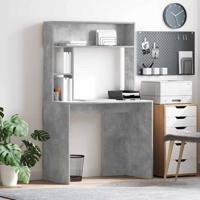 Bureau met plank Betongrijs 91 x 50 x 149 cm Bewerkt hout