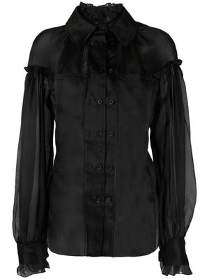 032c blouse à empiècement transparent - Noir