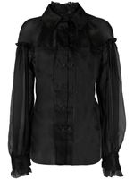 032c blouse à empiècement transparent - Noir