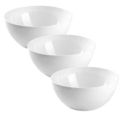 Keuken voedsel serveren schaal - 3x - D23 x H9 cm - kunststof - wit - 2900 ml