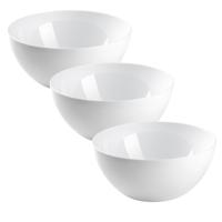 Keuken voedsel serveren schaal - 3x - D23 x H9 cm - kunststof - wit - 2900 ml