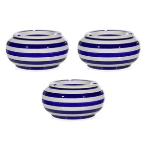 3x Blauw/witte ronde terras asbakken/stormasbakken 23 cm