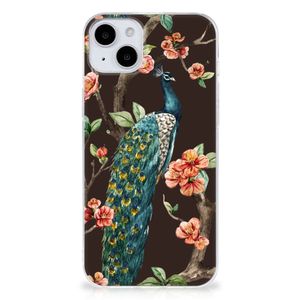 iPhone 15 TPU Hoesje Pauw met Bloemen