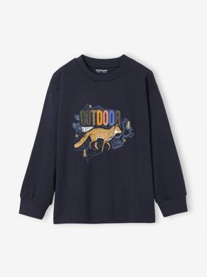 T-shirt met lange mouwen met print voor jongens marineblauw
