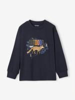 T-shirt met lange mouwen met print voor jongens marineblauw