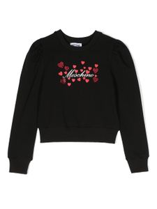 Moschino Kids sweat nervuré à logo imprimé - Noir