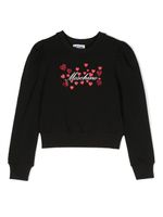 Moschino Kids sweat nervuré à logo imprimé - Noir - thumbnail