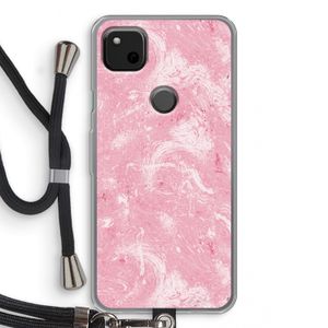 Abstract Painting Pink: Pixel 4a Transparant Hoesje met koord