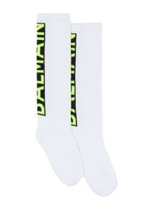 Balmain Kids chaussettes à logo intarsia - Blanc