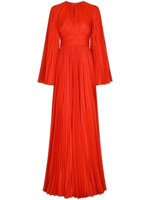 Dolce & Gabbana robe longue plissée à manches fendues - Rouge