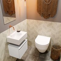 Toiletmeubel Mondiaz Andor | 40 cm | Meubelkleur Talc | Lex vrijhangend wastafel Talc Links | Zonder kraangat