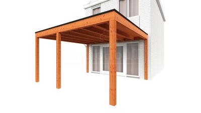Trendhout Aanbouwveranda Modena 430x485 cm - model rechts- Plat dak- Hout- Trendhout