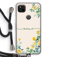 Gele bloemen: Pixel 4a Transparant Hoesje met koord