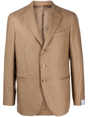Caruso blazer en laine mélangée à simple boutonnage - Marron