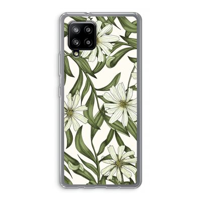 Wit bloemenpatroon: Samsung Galaxy A42 5G Transparant Hoesje