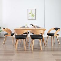 Eetkamerstoelen 6 st gebogen hout en kunstleer zwart