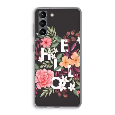 Hello in flowers: Samsung Galaxy S21 Transparant Hoesje