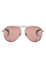 Balmain Eyewear lunettes de soleil Captaine à monture ovale - Marron