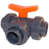 Effast PVC Kogelkraan 3-weg T-boring 50mm - Waterdichte Lijmmontage, Duurzaam & Werkdruk 10 bar