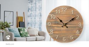 Nedis CLWA002WD30 Ronde Wandklok Diameter 30 Cm Hout