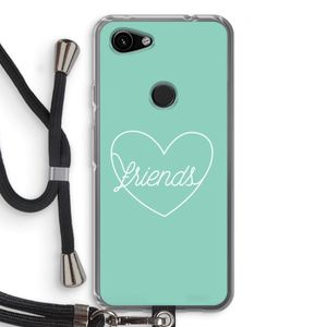 Friends heart pastel: Pixel 3a Transparant Hoesje met koord