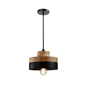 QUVIO Hanglamp rond bruin met zwart - QUV5052L-BLACK