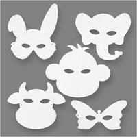 Creativ Company Dierenmaskers, h: 13-24 cm, b: 20-28 cm, 230 gr, wit, 16 stuk/ 1 doos