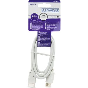 Schwaiger HDM0150042 HDMI-kabel HDMI Aansluitkabel HDMI-A-stekker, HDMI-A-stekker 1.50 m Wit 4K UHD, Vergulde steekcontacten