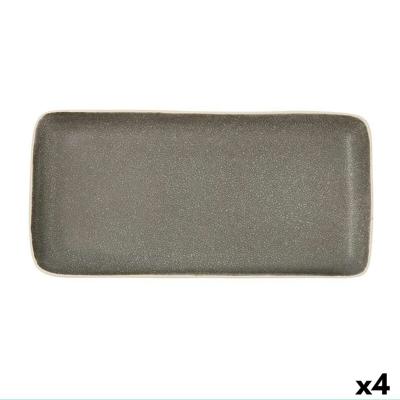 Dienblad Bidasoa Gio Grijs Keramisch 28 x 14 cm Rechthoekig (4 Stuks)