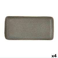 Dienblad Bidasoa Gio Grijs Keramisch 28 x 14 cm Rechthoekig (4 Stuks)