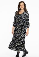 Yoek Jurk met ruches DAISY | Zwart | Maat 50/52