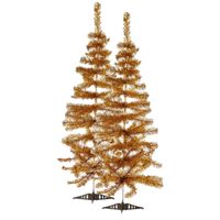 2x stuks kleine gouden kerstbomen van 120 cm - thumbnail