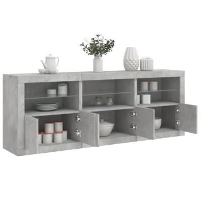 Dressoir met LED-verlichting 181,5x37x67 cm betongrijs