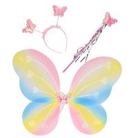 Verkleed set vlinder - vleugels/diadeem/toverstokje - multi kleuren - kinderen - Carnavalskleding/ac