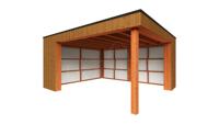 Trendhout Buitenverblijf Capri 490x490 - Plat dak model links- Plat dak- Onbehandeld lariks Douglas hout- Trendhout