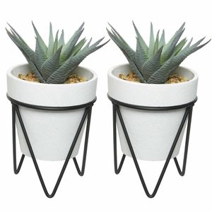 5x stuks vetplantje/kamerplant kunstplanten in pot op standaard 20 cm