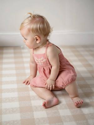 Baby romper met smock rozen