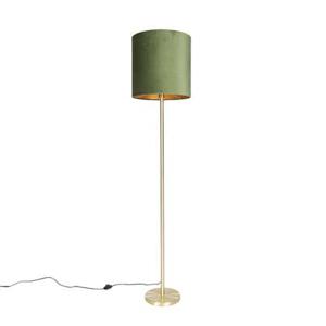 QAZQA Botanische vloerlamp messing met groene kap 40 cm - Simplo