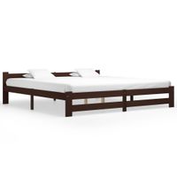 vidaXL Bedframe massief grenenhout donkerbruin 200x200 cm - thumbnail