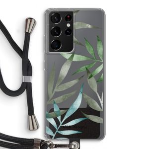 Tropical watercolor leaves: Samsung Galaxy S21 Ultra Transparant Hoesje met koord
