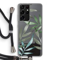 Tropical watercolor leaves: Samsung Galaxy S21 Ultra Transparant Hoesje met koord
