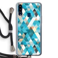 Gekleurde driehoekjes blauw: Samsung Galaxy A20s Transparant Hoesje met koord