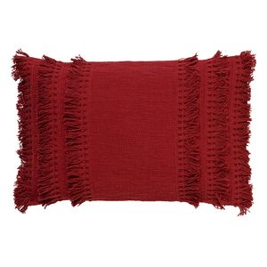 Dutch Decor - FARA - Sierkussen 40x60 cm - 100% katoen - met franjes - Merlot - rood