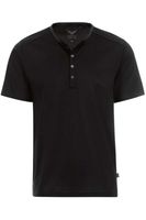 TRIGEMA Comfort Fit T-Shirt Henley kraag zwart, Effen - thumbnail