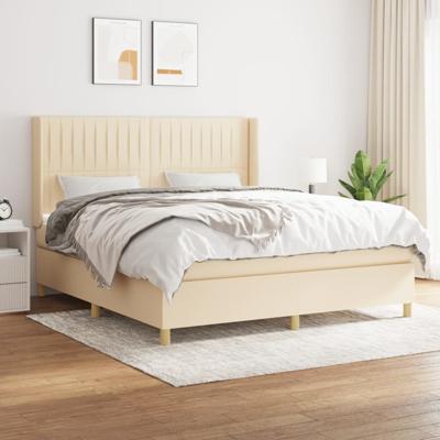 Boxspring met matras stof crèmekleurig 180x200 cm